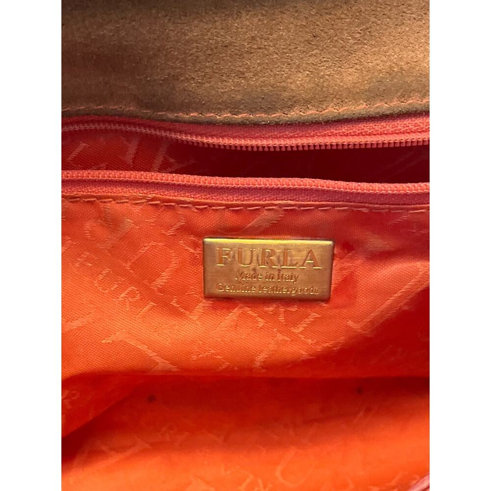 FURLA Refurbished Bag Leather Crossbody Detachable Strap Rose Gold Clutch Italy - Picture 12 of 16